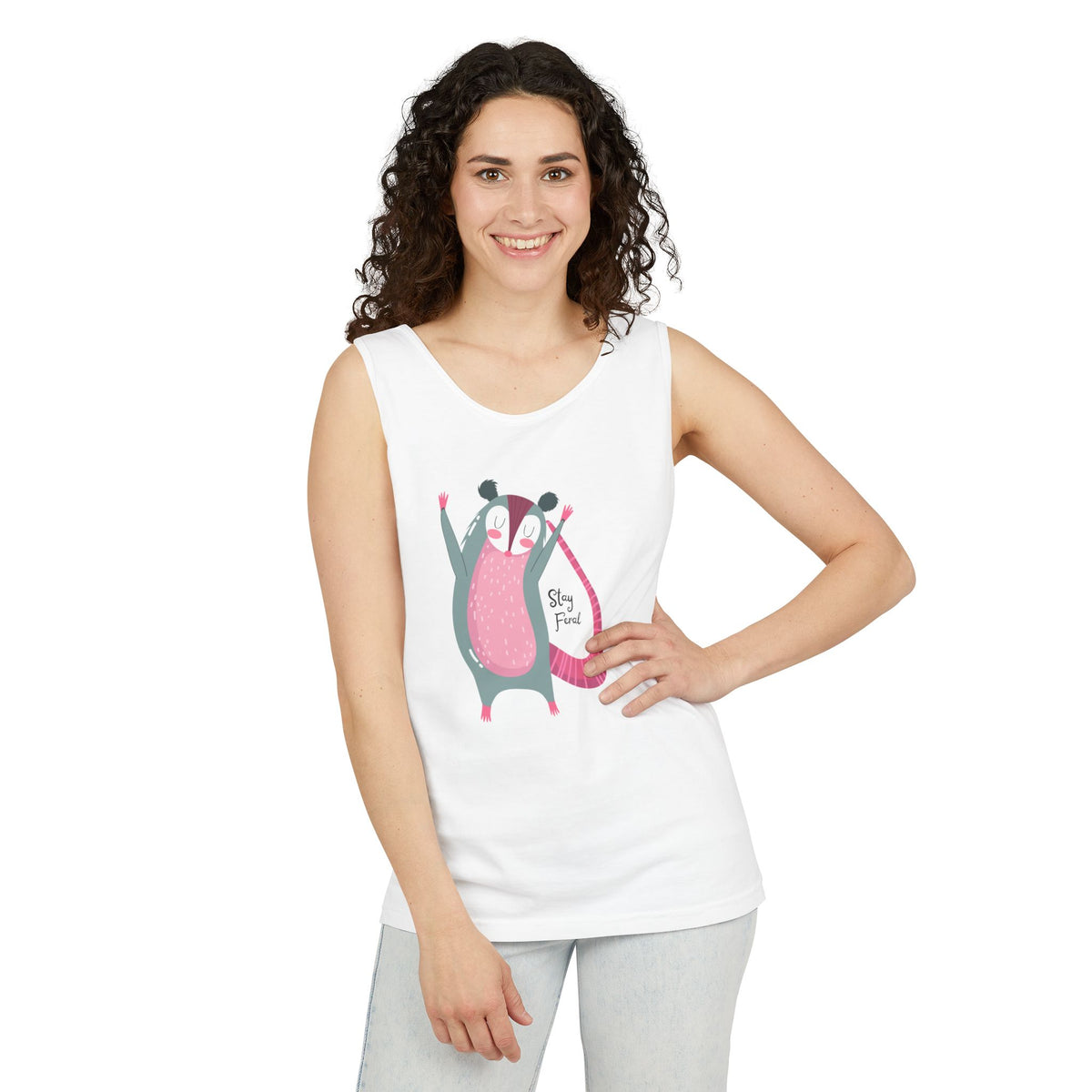Stay Feral – Happy Possum Unisex Jersey Tank