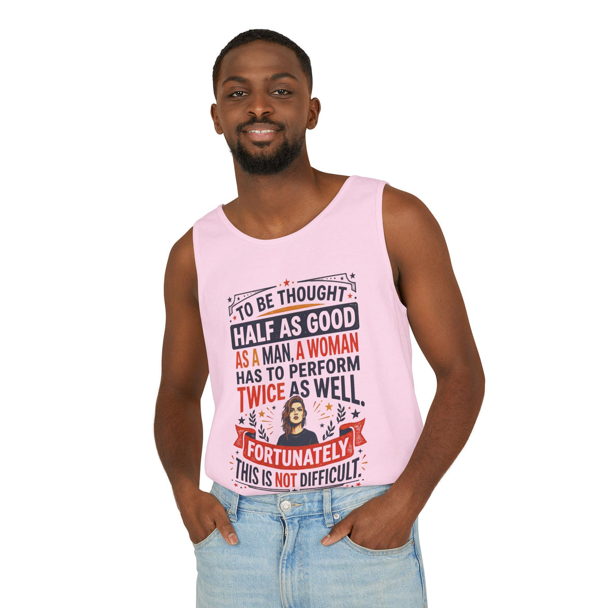 “Twice as Well” Feminist Unisex Cotton Tank Top