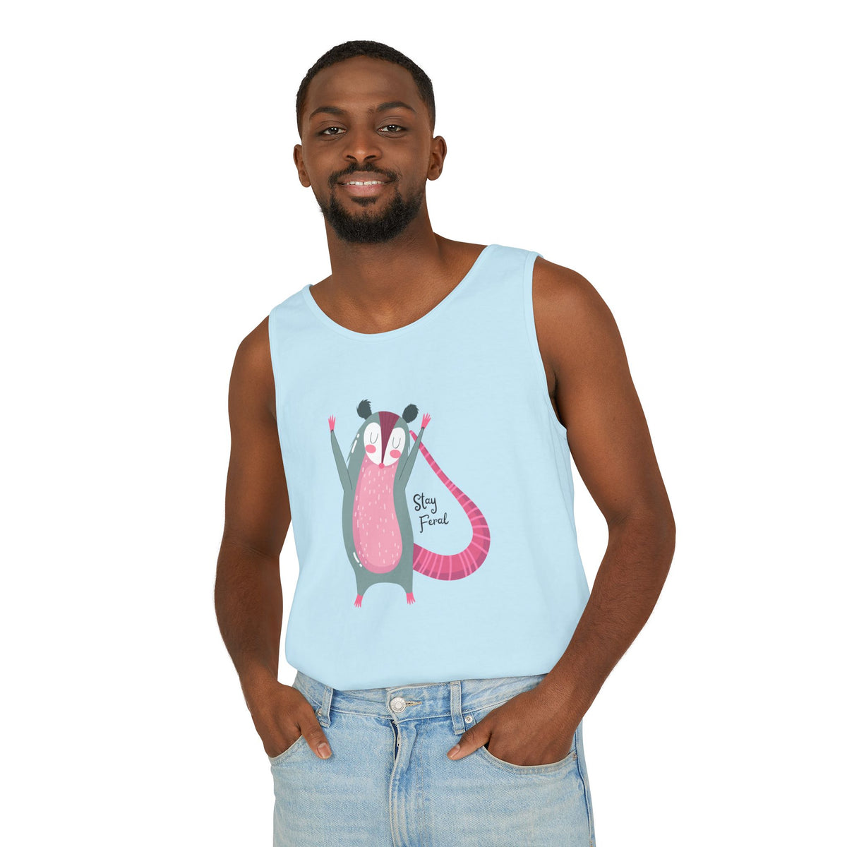 Stay Feral – Happy Possum Unisex Jersey Tank