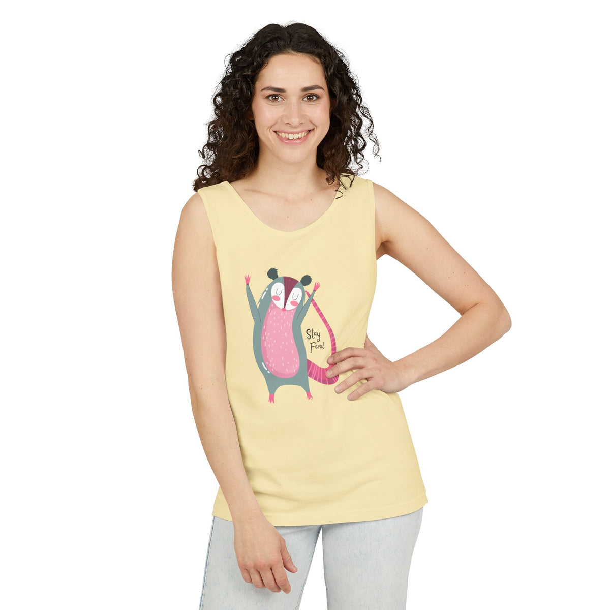 Stay Feral – Happy Possum Unisex Jersey Tank