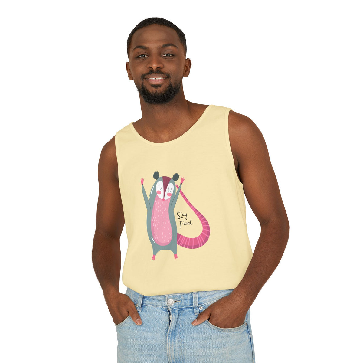 Stay Feral – Happy Possum Unisex Jersey Tank