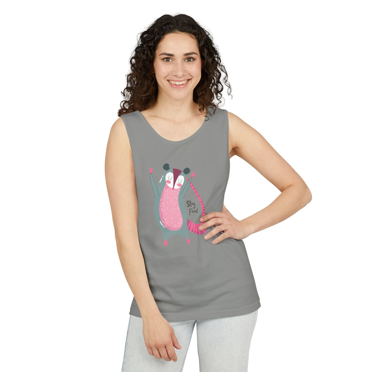 Stay Feral – Happy Possum Unisex Jersey Tank