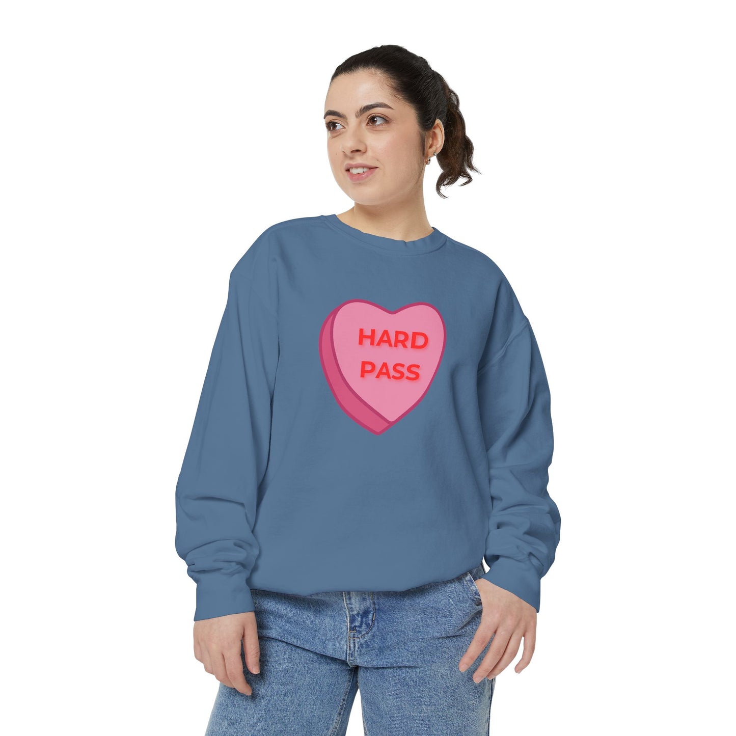 Hard Pass Candy Heart Color Blast Sweatshirt