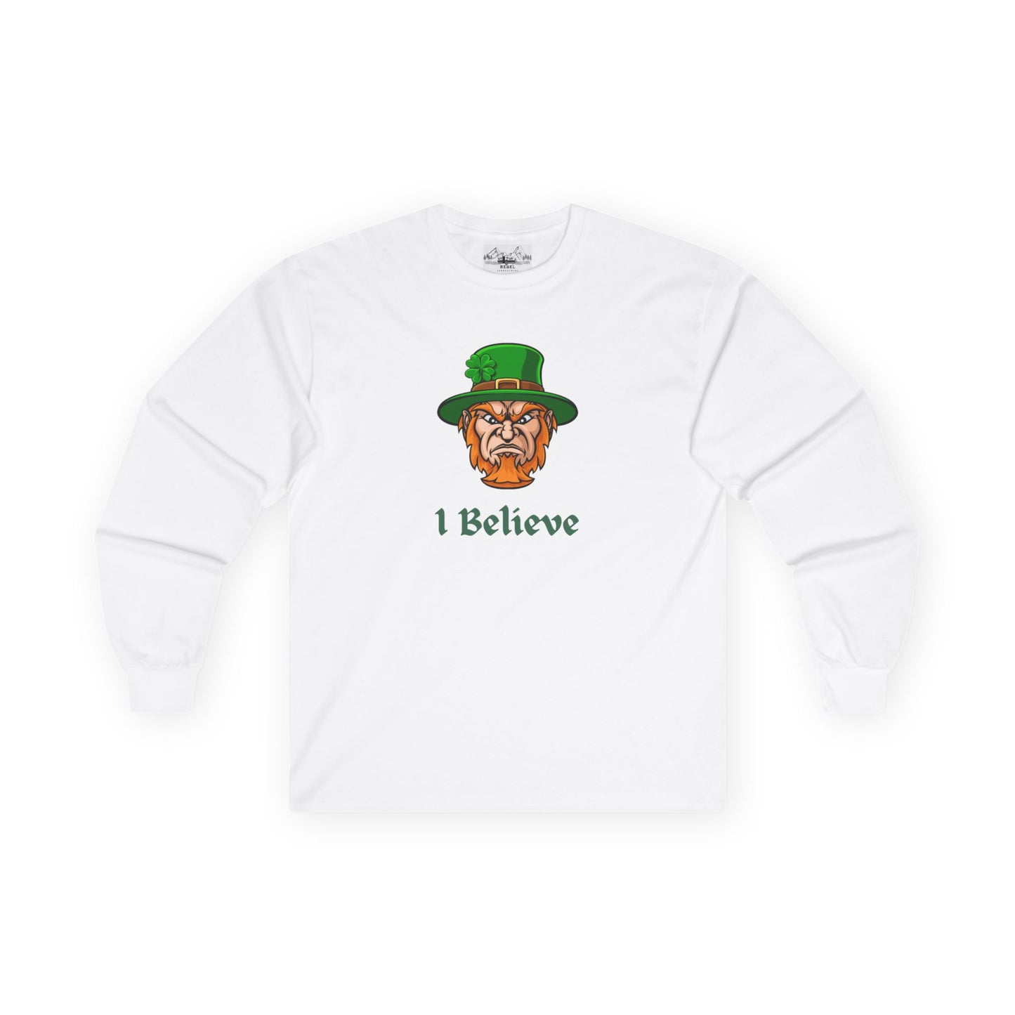 "I Believe" Long Sleeve Graphic Tee – Vintage Leprechaun Illustration