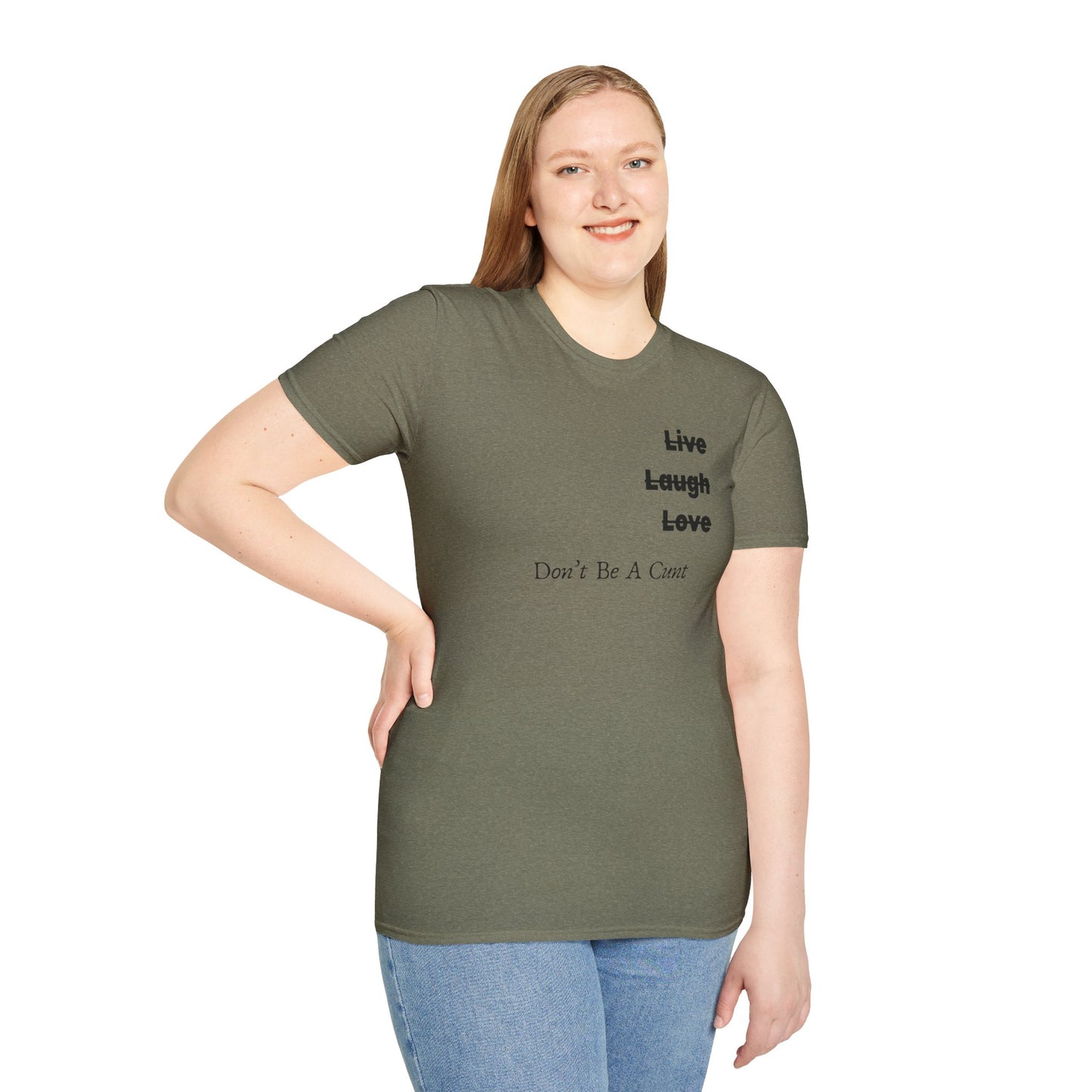 "Live Laugh Love" Subversive Graphic Tee – Wry Humor Statement