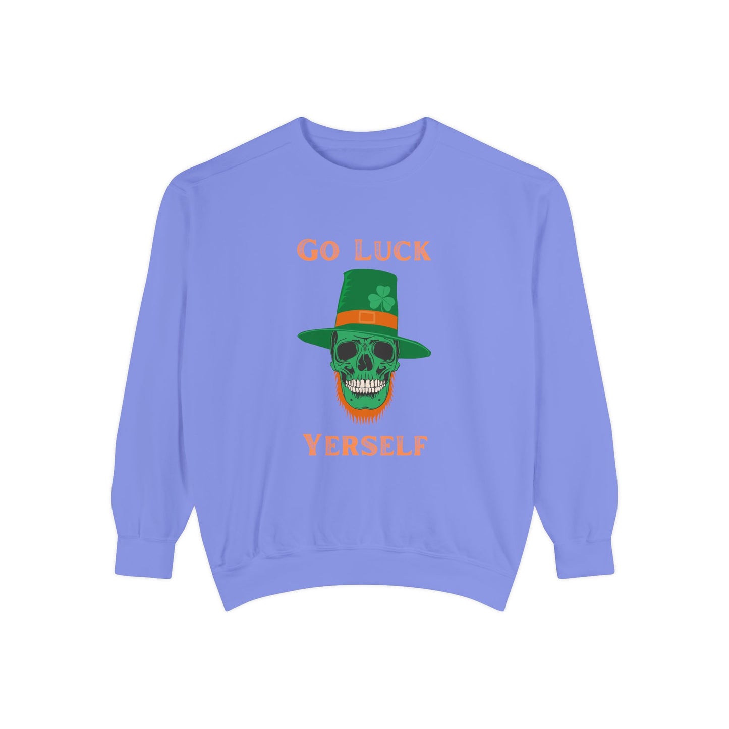 "Go Luck Yerself" Relaxed Fit Sweatshirt – Vintage Emerald Skull